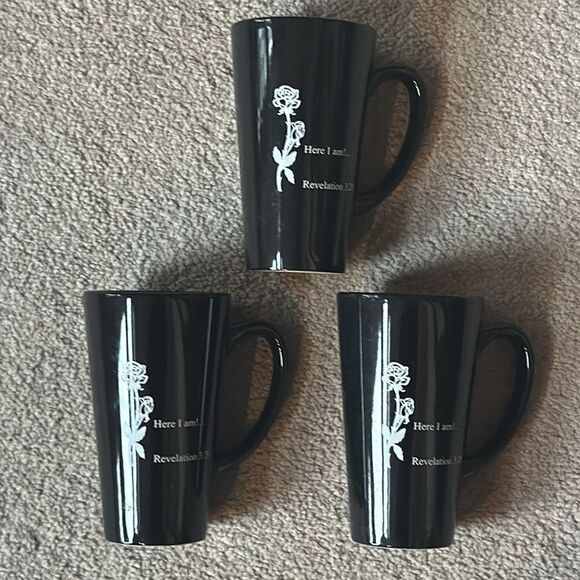 “Here I Am!…Revelations 3:20” Set of Three Tall Coffee Mugs! - Picture 3 of 9